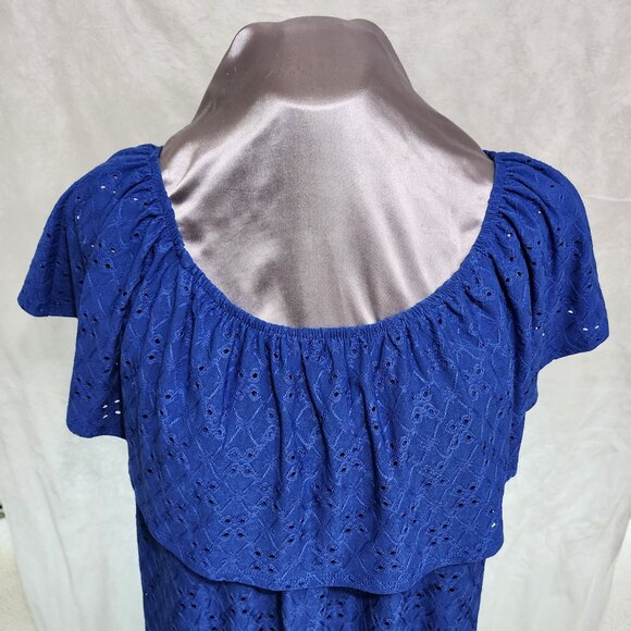 Blue Ruffled Lacy Blouse - Picture 6 of 10